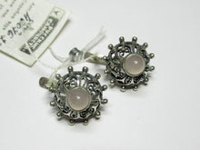 Load image into Gallery viewer, Vintage Russian Soviet earrings in sterling silver with chalcedony stones, weighing 7.37 grams, women's jewelry by Fezba Market.
