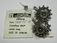 Load image into Gallery viewer, Vintage Russian Soviet earrings in sterling silver 925 with black obsidian stones, women's jewelry, lightweight and elegant.
