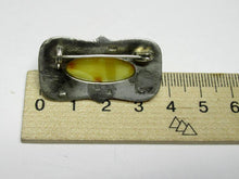 Load image into Gallery viewer, Natural Baltic Amber Cabochon Set in Vintage Russian Soviet Silver Brooch
