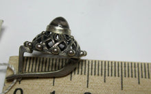 Load image into Gallery viewer, Vintage Russian Soviet sterling silver earrings with obsidian stones, women's jewelry, 7.60 grams, crafted by Fezba Market.
