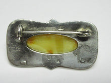 Load image into Gallery viewer, Detailed Design of Vintage 875 Sterling Silver Baltic Amber Brooch

