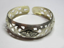 Load image into Gallery viewer, Vintage Soviet Russian 875 Sterling Silver Open Cuff Bracelet with Leaf Cutout Design, Women's Jewelry
